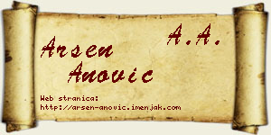 Arsen Anović vizit kartica